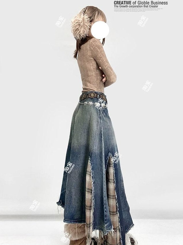 ReddaChic Blue Plaid High Waist A Line S M L Xl Strapless Mini Dresses