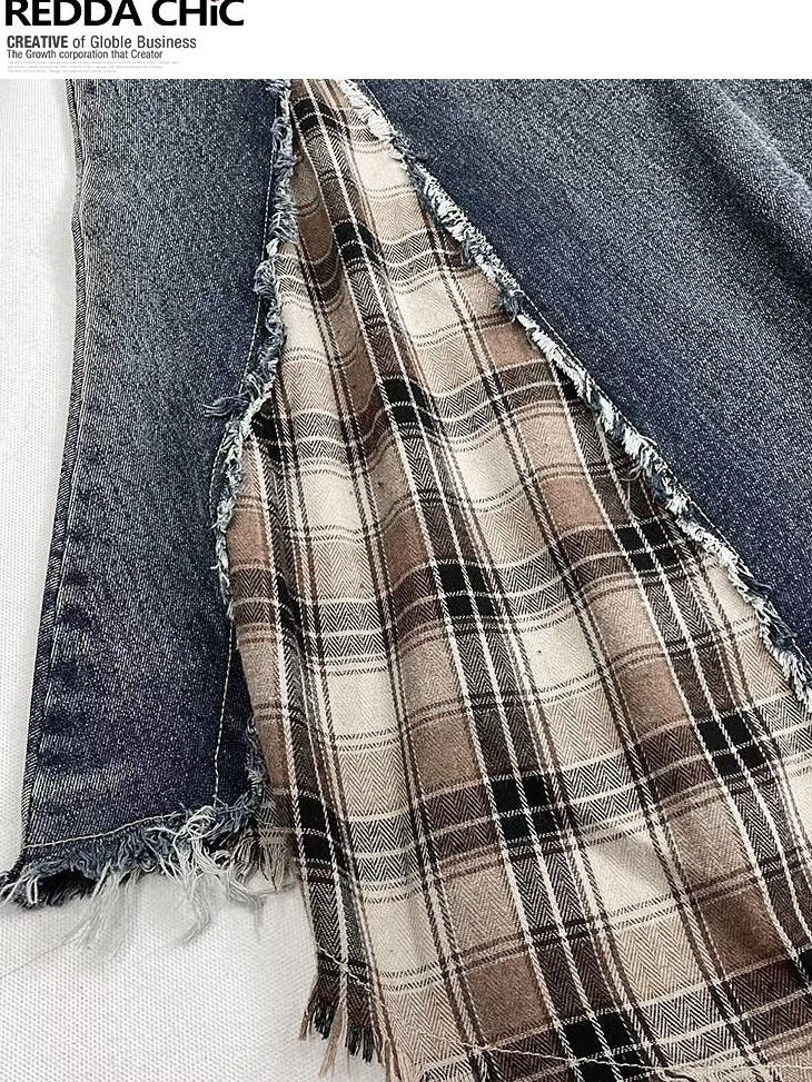 ReddaChic Blue Plaid High Waist A Line S M L Xl Strapless Mini Dresses