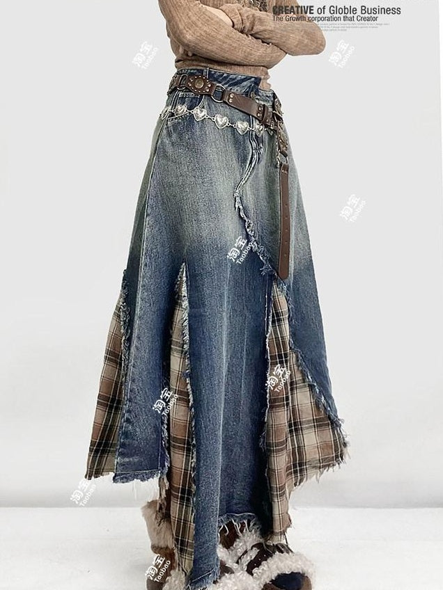 ReddaChic Blue Plaid High Waist A Line S M L Xl Strapless Mini Dresses