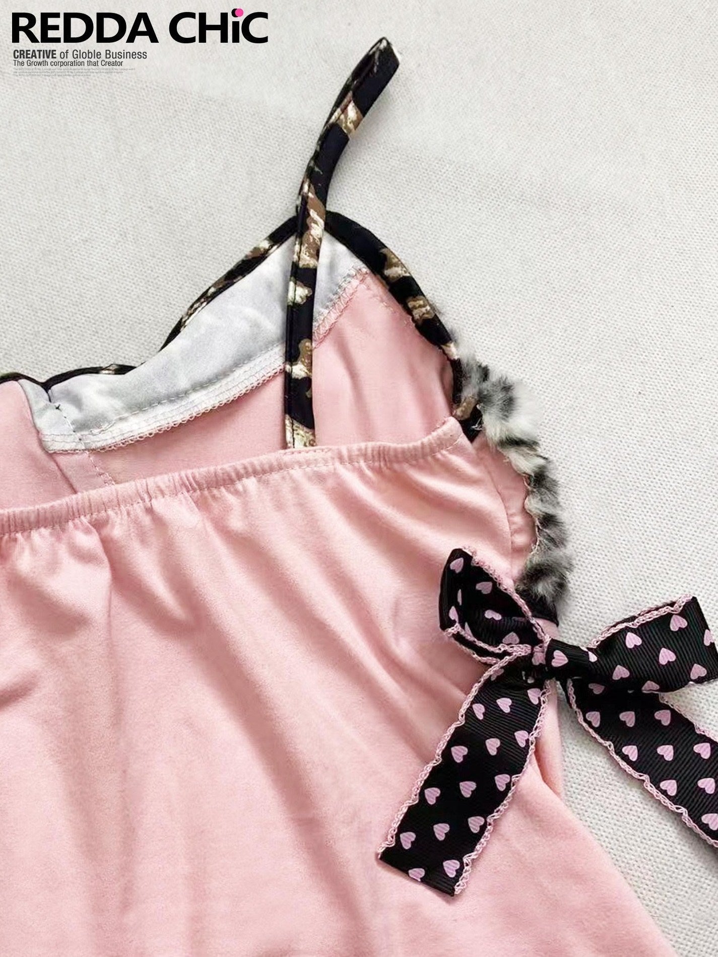 ReddaChic Bow Detail Slim Fit For Women Leopard Print Pink Triacetate Flare Jeans