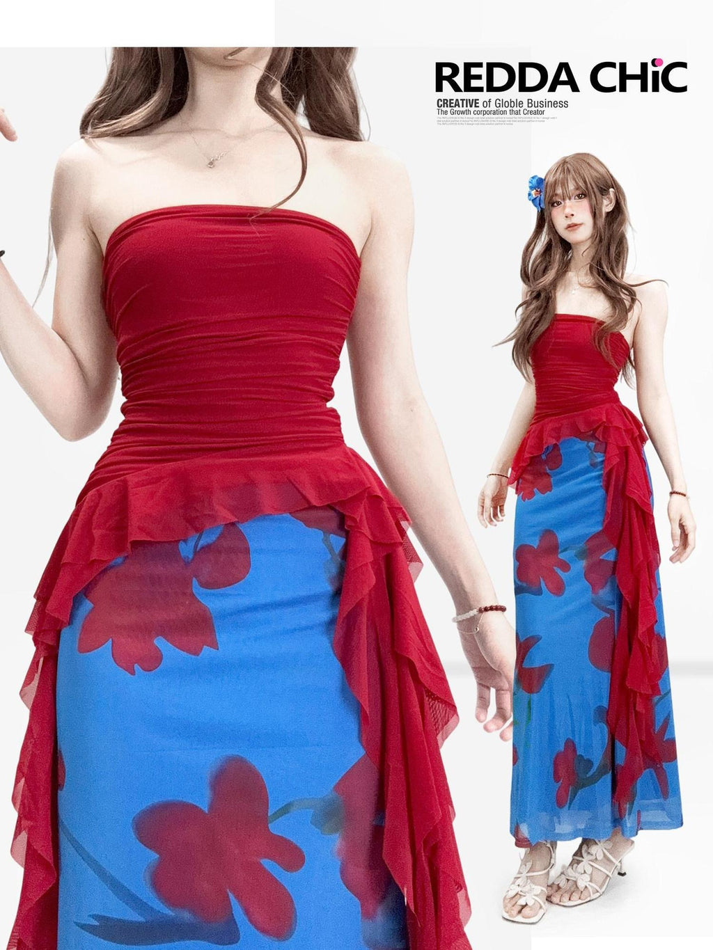 ReddaChic Burgundy Mesh Overlay Cropped Layering Friendly For Women Wide-Leg Jeans