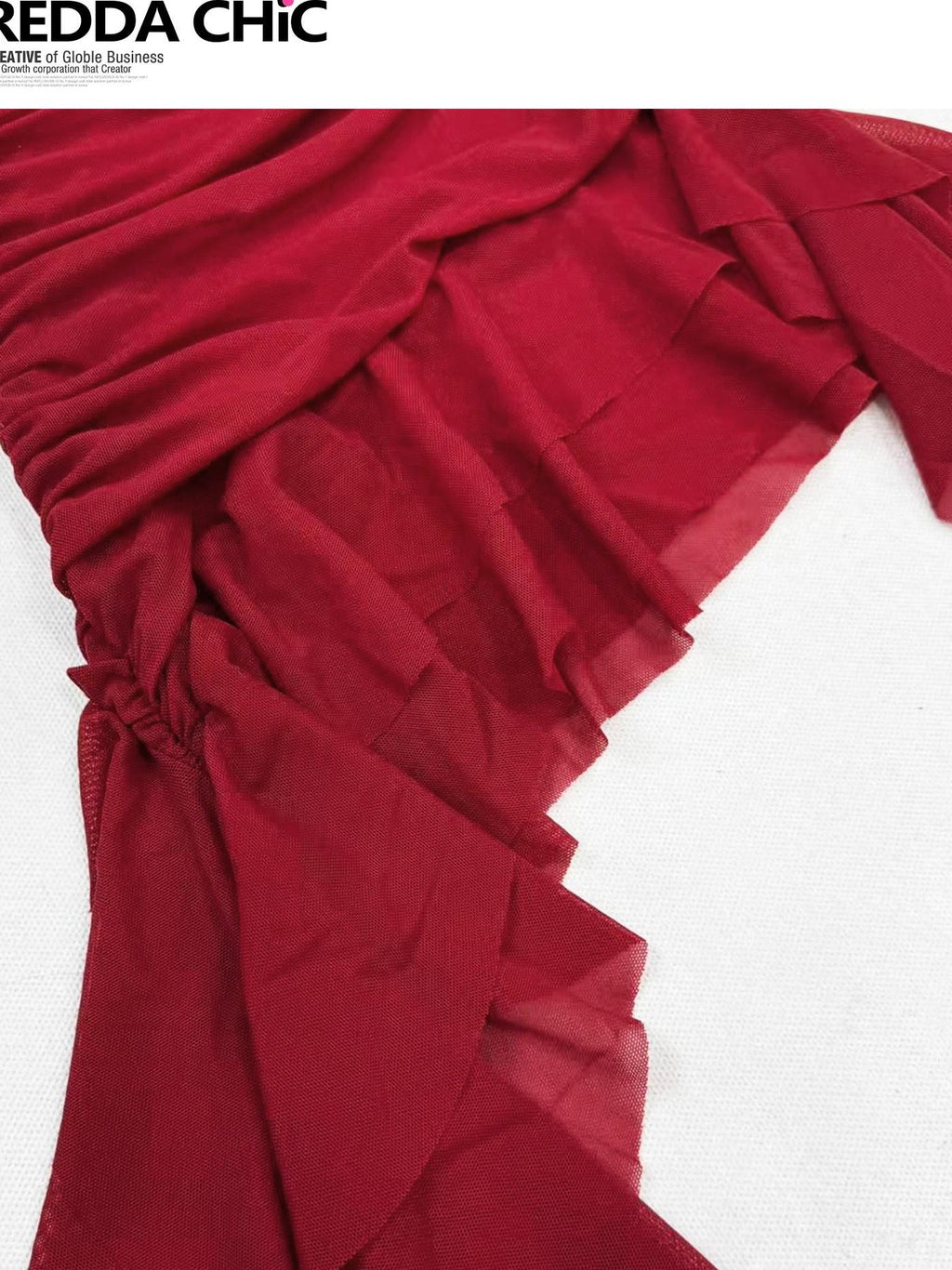 ReddaChic Burgundy Mesh Overlay Cropped Layering Friendly For Women Wide-Leg Jeans
