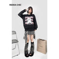 ReddaChic_Cartoon_Print_Crew_Neck_Commuter_Regular_Fit_Youth_Black_Short_Sleeve_T-Shirts_MISSTT