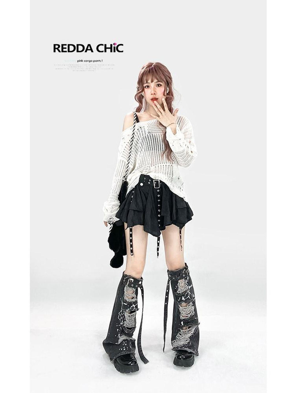 ReddaChic Chic Asymmetric Hem Office Aline High Waist Youth Black Long Sleeve T-Shirts