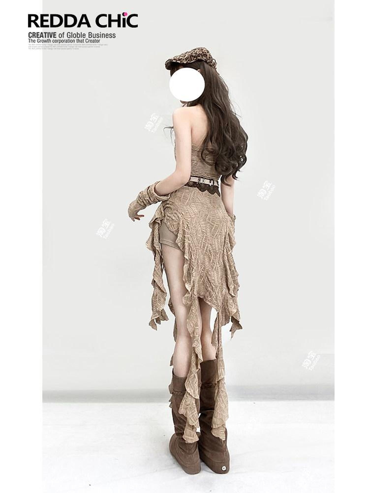 ReddaChic Cinched Waist Wasteland Sleeveless Light Brown Inner Shorts Maxi Skirts