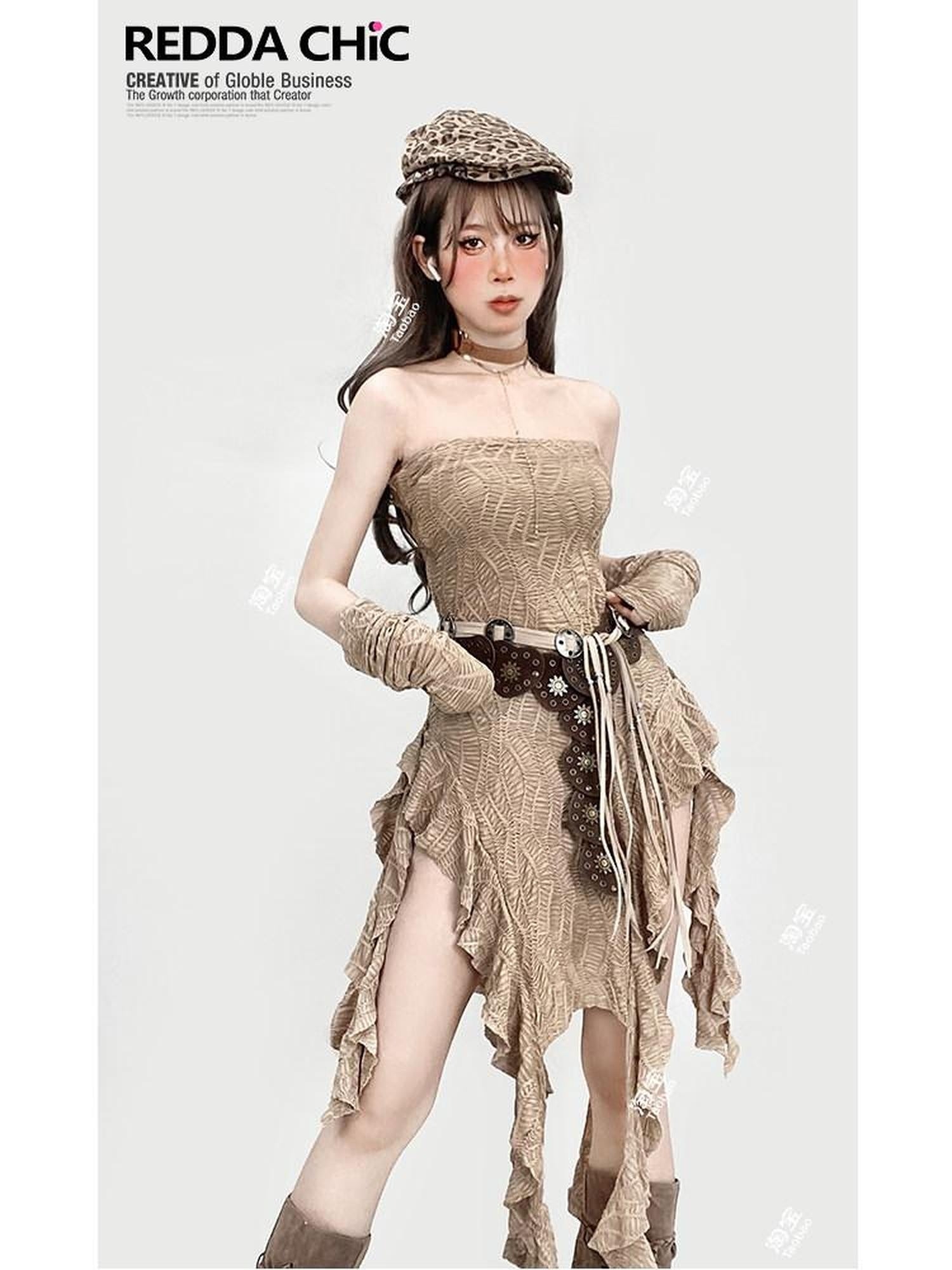 ReddaChic Cinched Waist Wasteland Sleeveless Light Brown Inner Shorts Maxi Skirts