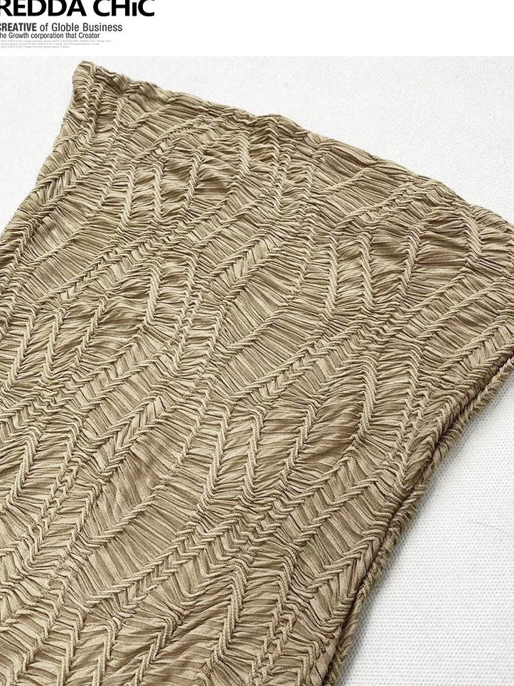 ReddaChic Cinched Waist Wasteland Sleeveless Light Brown Inner Shorts Maxi Skirts