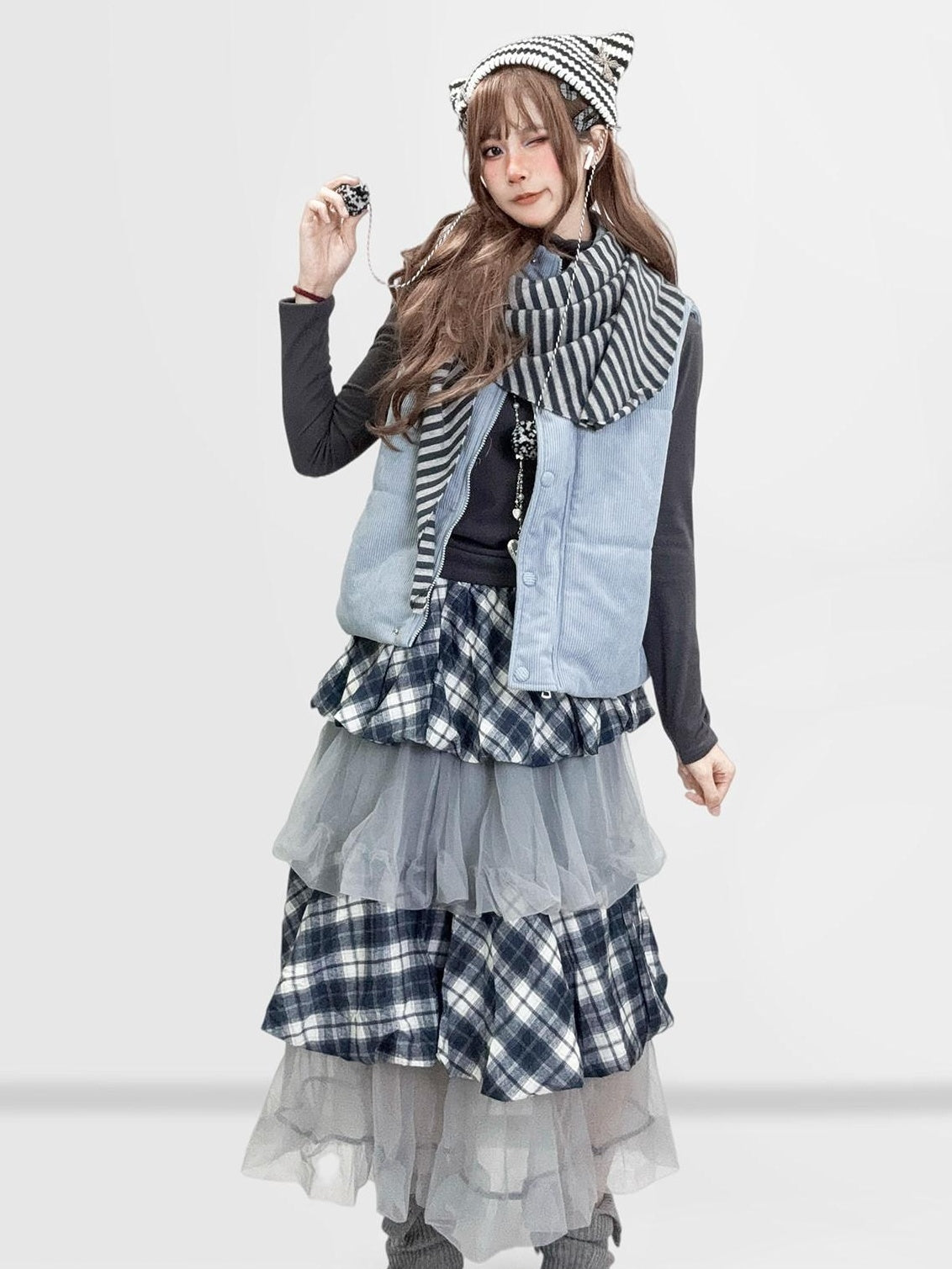 ReddaChic Cozy Derong Slim Fit Vintage Charcoal Mini Skirts For Young Women