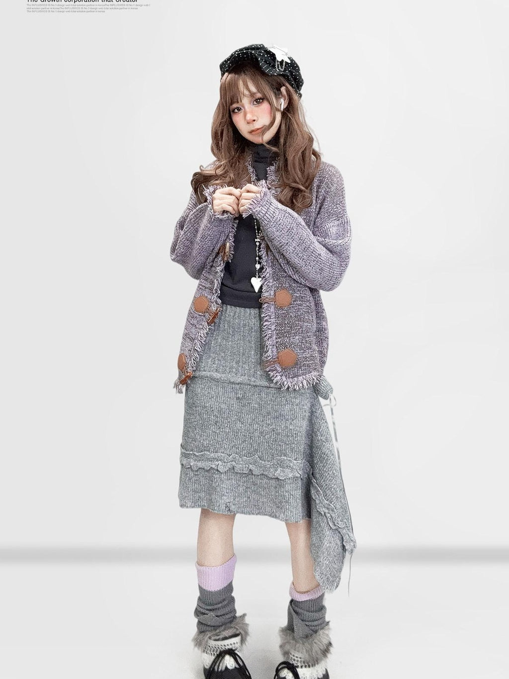 ReddaChic Cozy Derong Slim Fit Vintage Charcoal Mini Skirts For Young Women