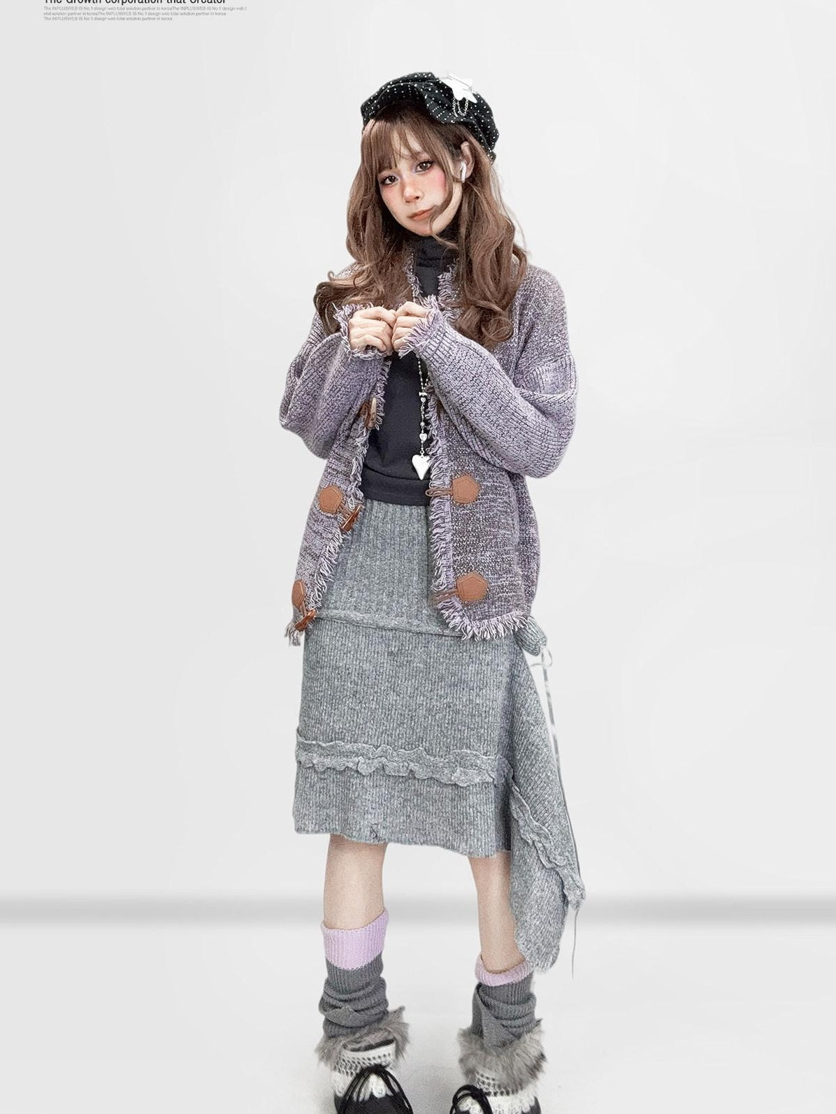 ReddaChic Cozy Derong Slim Fit Vintage Charcoal Mini Skirts For Young Women