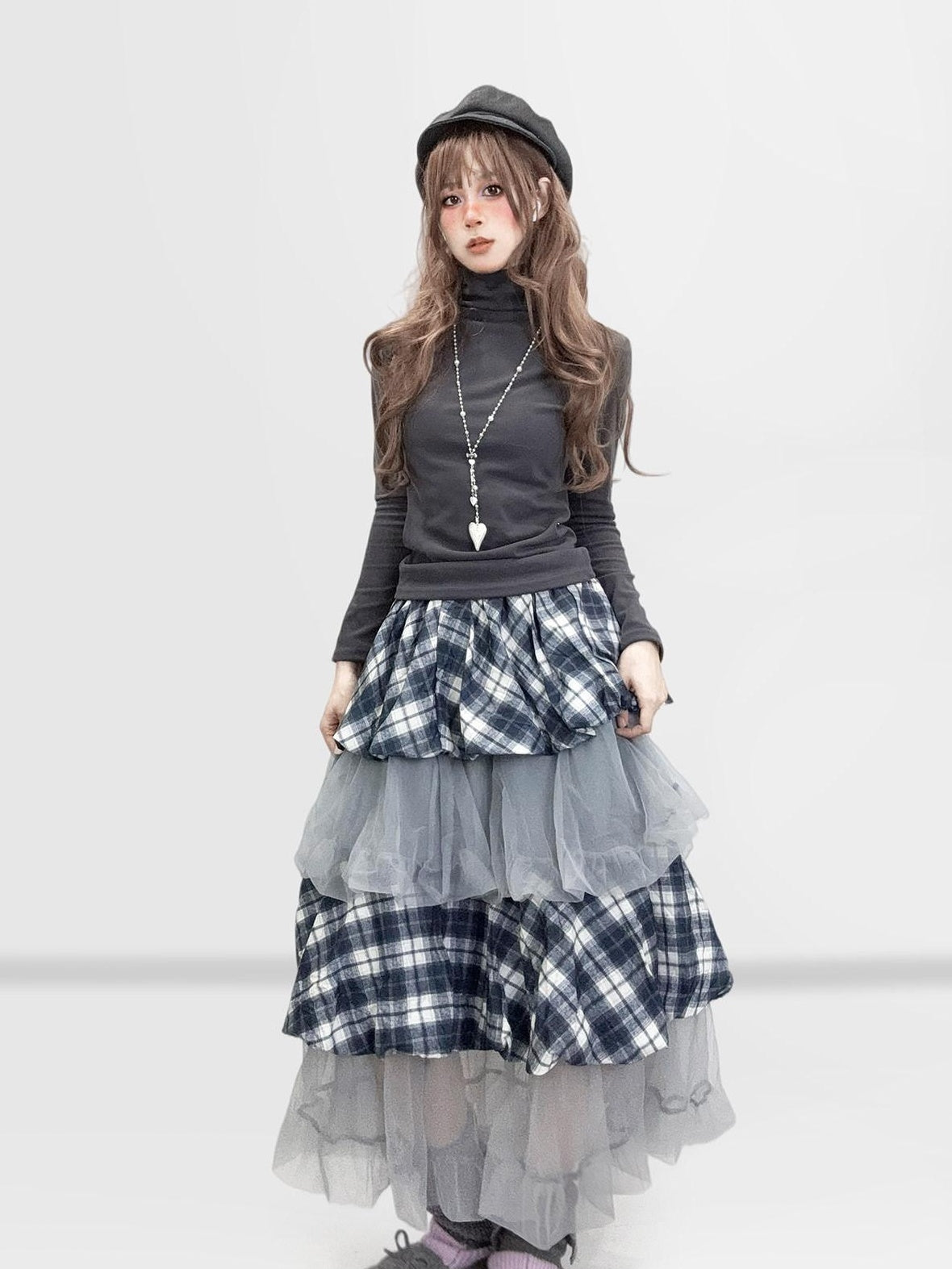 ReddaChic Cozy Derong Slim Fit Vintage Charcoal Mini Skirts For Young Women