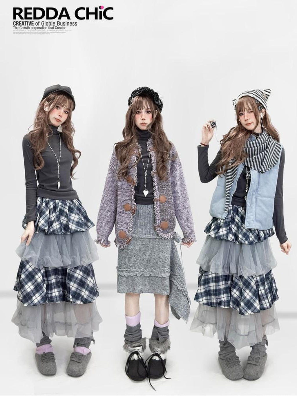 ReddaChic Cozy Derong Slim Fit Vintage Charcoal Mini Skirts For Young Women