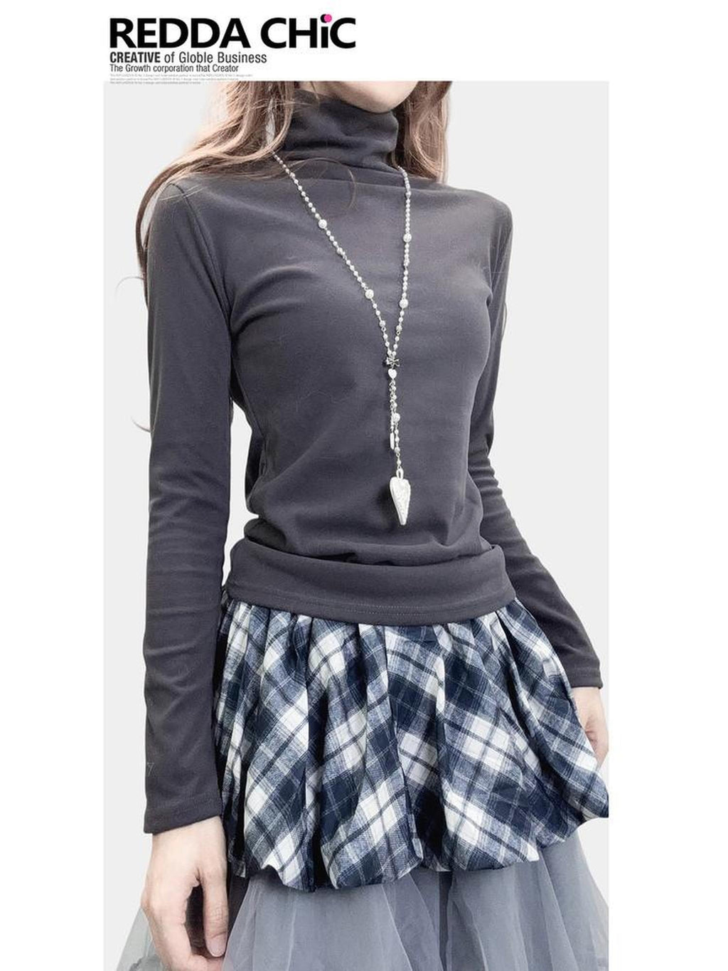 ReddaChic Cozy Derong Slim Fit Vintage Charcoal Mini Skirts For Young Women