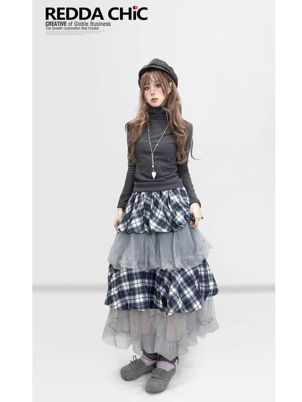 ReddaChic Cozy Derong Slim Fit Vintage Charcoal Mini Skirts For Young Women