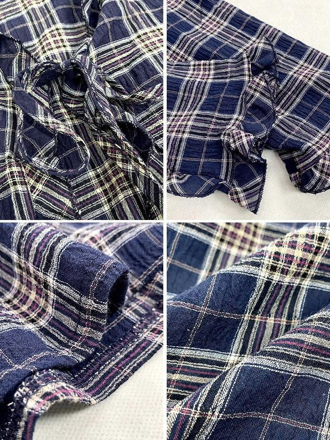 ReddaChic Cozy Plaid Loose Fit Casual One Size Dark Navy Fashion Leg Warmers