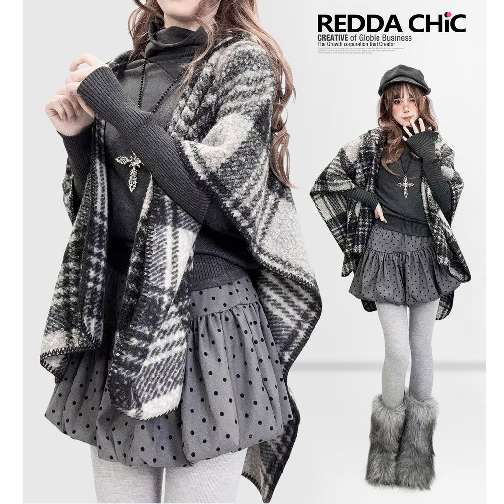 ReddaChic_Cozy_Thermal_British_Plaid_Cotton_Tunic_Young_Women_Detachable_Shawl_Shirts_MISSTT