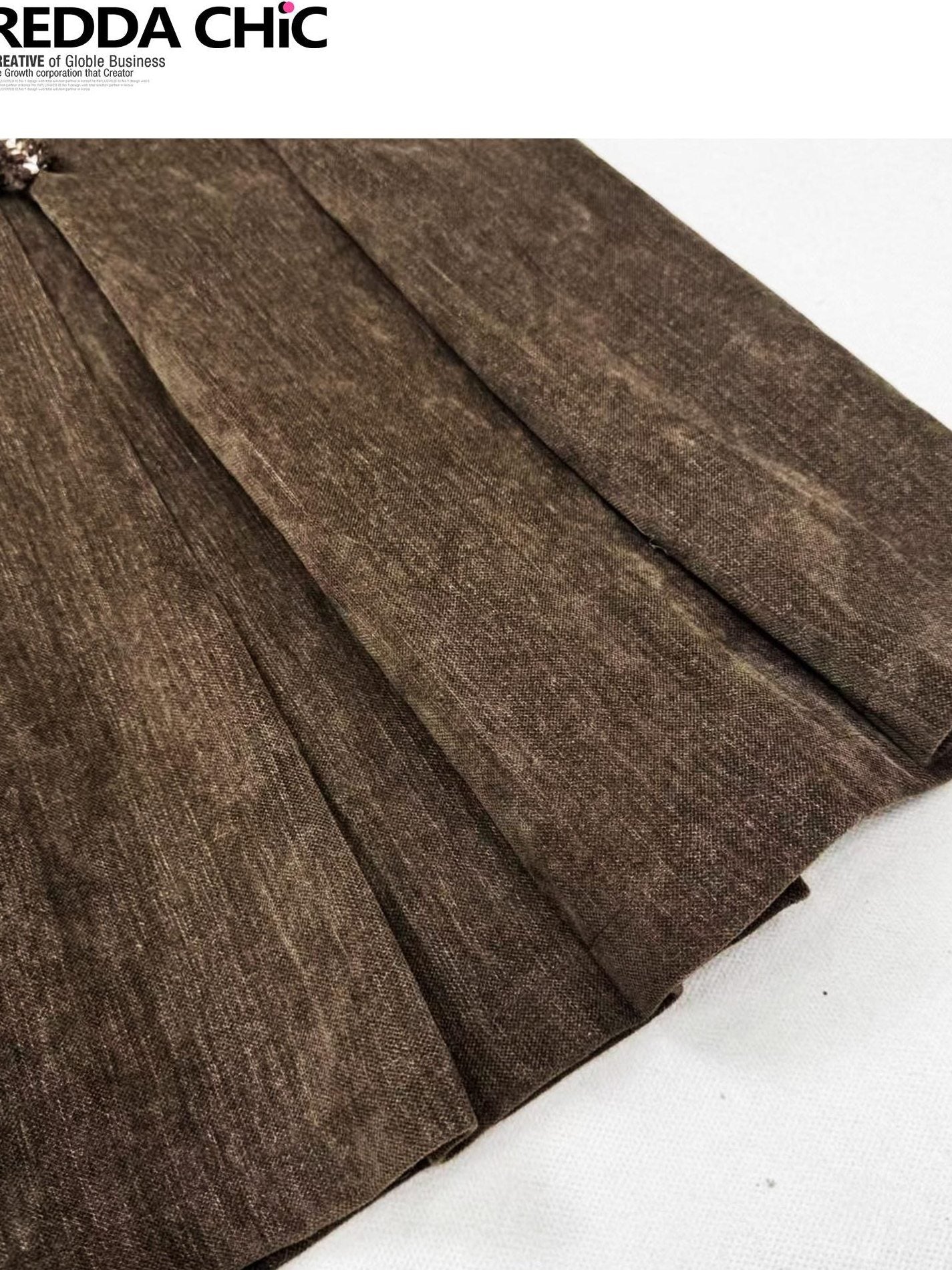 ReddaChic Cozy Thick Velvet Vintage Embroidered High Waist A Line Coffee Brown Maxi Skirts