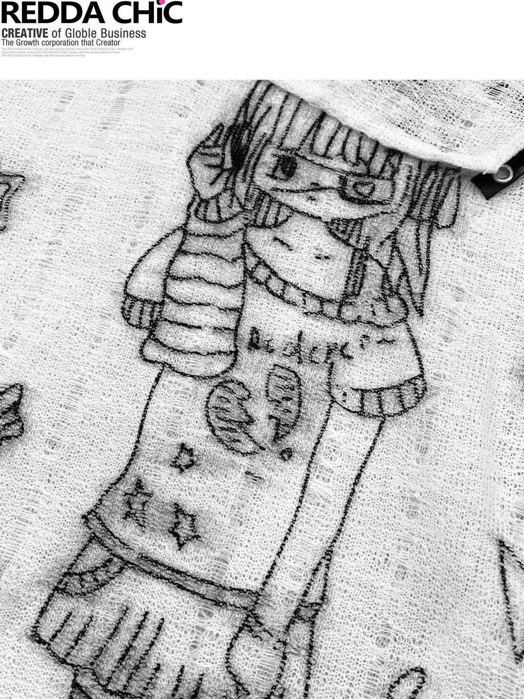 ReddaChic Creative Cartoon Print Sexy Streetwear Loose Fit Straight Neck White Camisoles