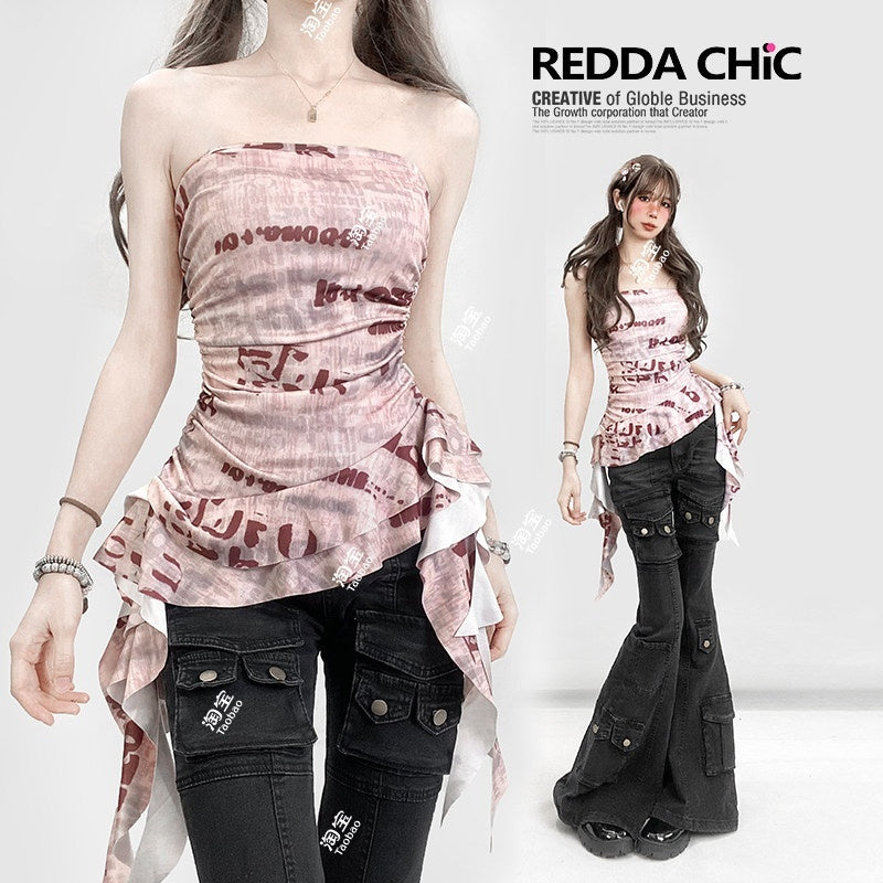 ReddaChic_Cropped_Slim_Fit_Letter_Print_Pink_Camisole_Women_Long_Sleeve_T-Shirts_MISSTT