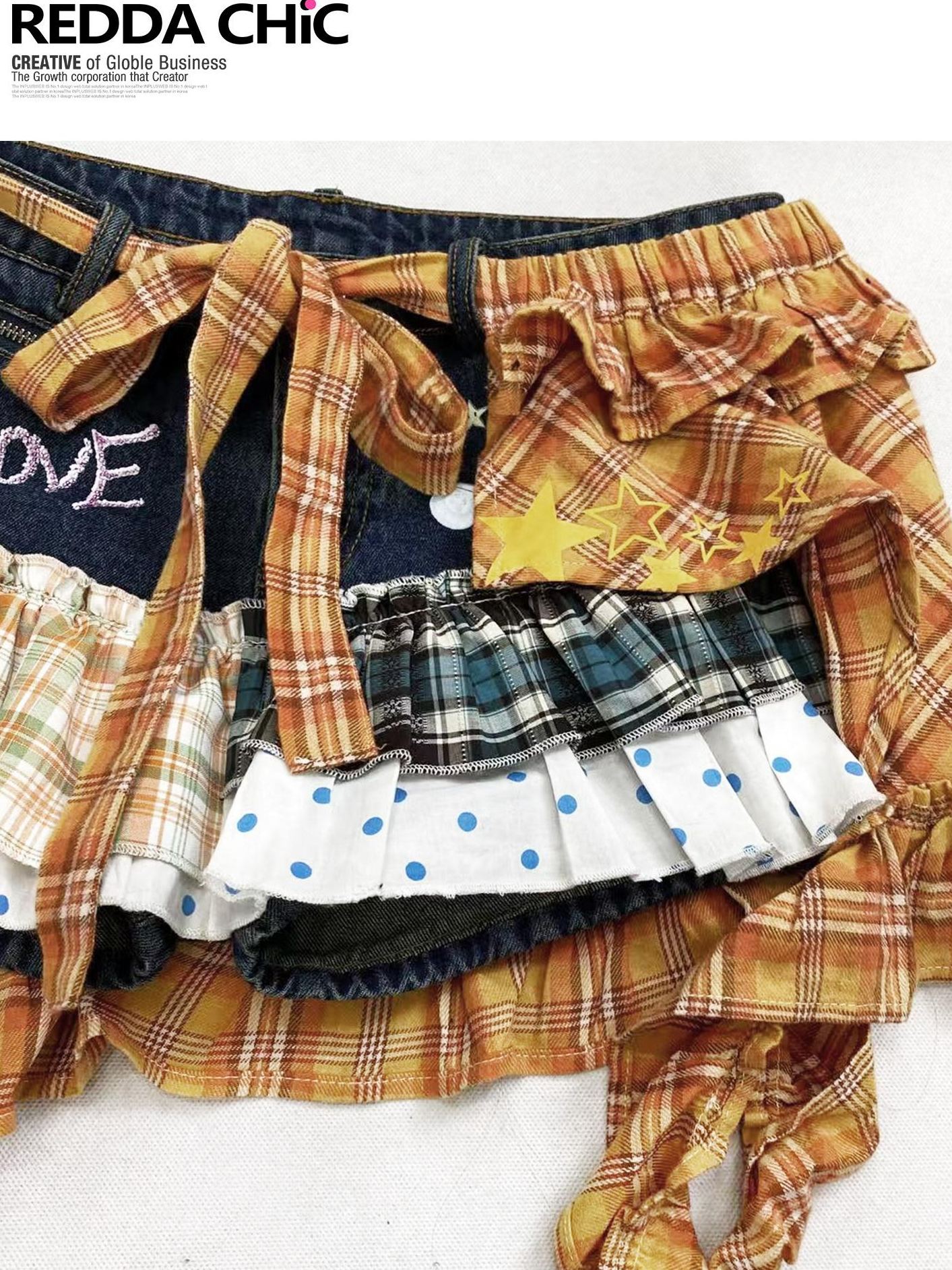 ReddaChic Cute Colorblock Patchwork Loose Fit Girls Y2K Short Sleeve T-Shirts
