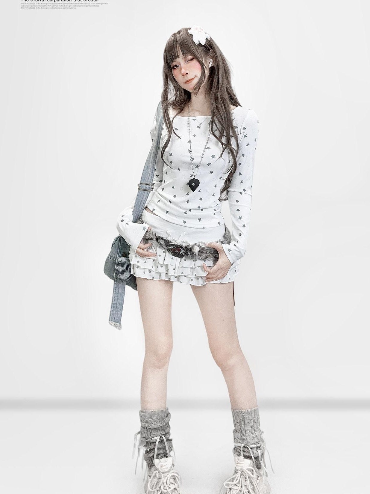 ReddaChic Cute Printed Slim Fit Preppy Long Sleeve Style Women White Camisoles