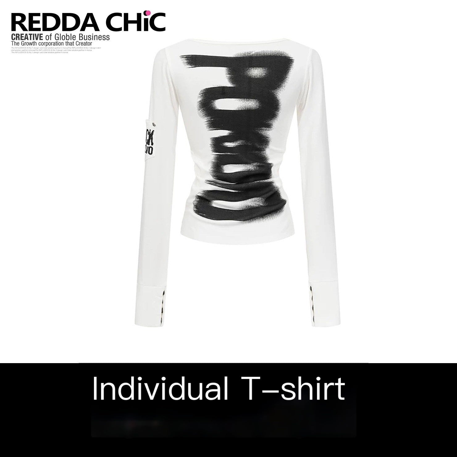 ReddaChic_Dark_Gothic_Fitted_Long_Sleeve_Letter_Print_White_For_Women_Casual_Mini_Dresses_MISSTT