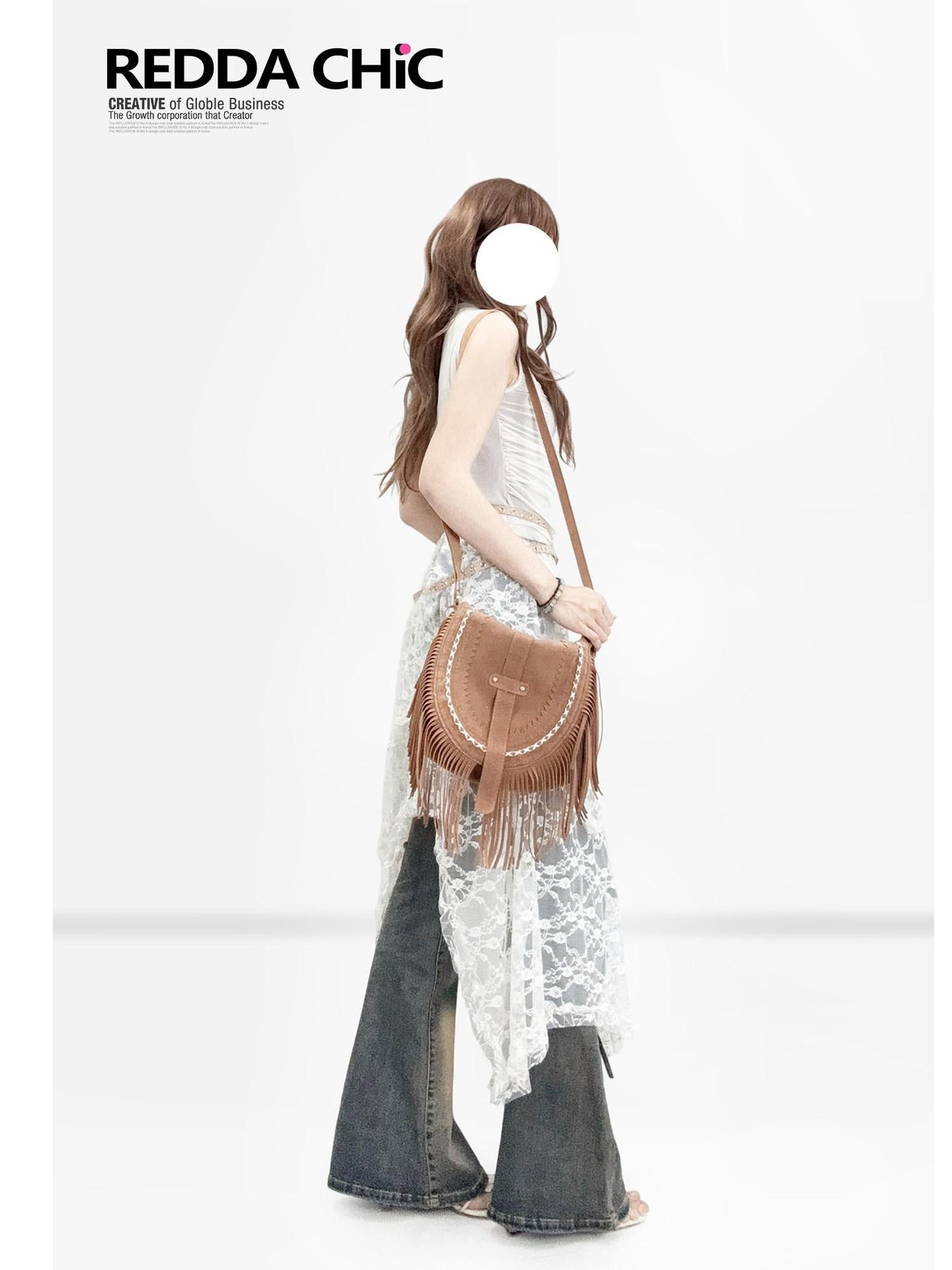 ReddaChic Delicate Lace Asymmetric A Line High Waist Women Elegant Camisoles