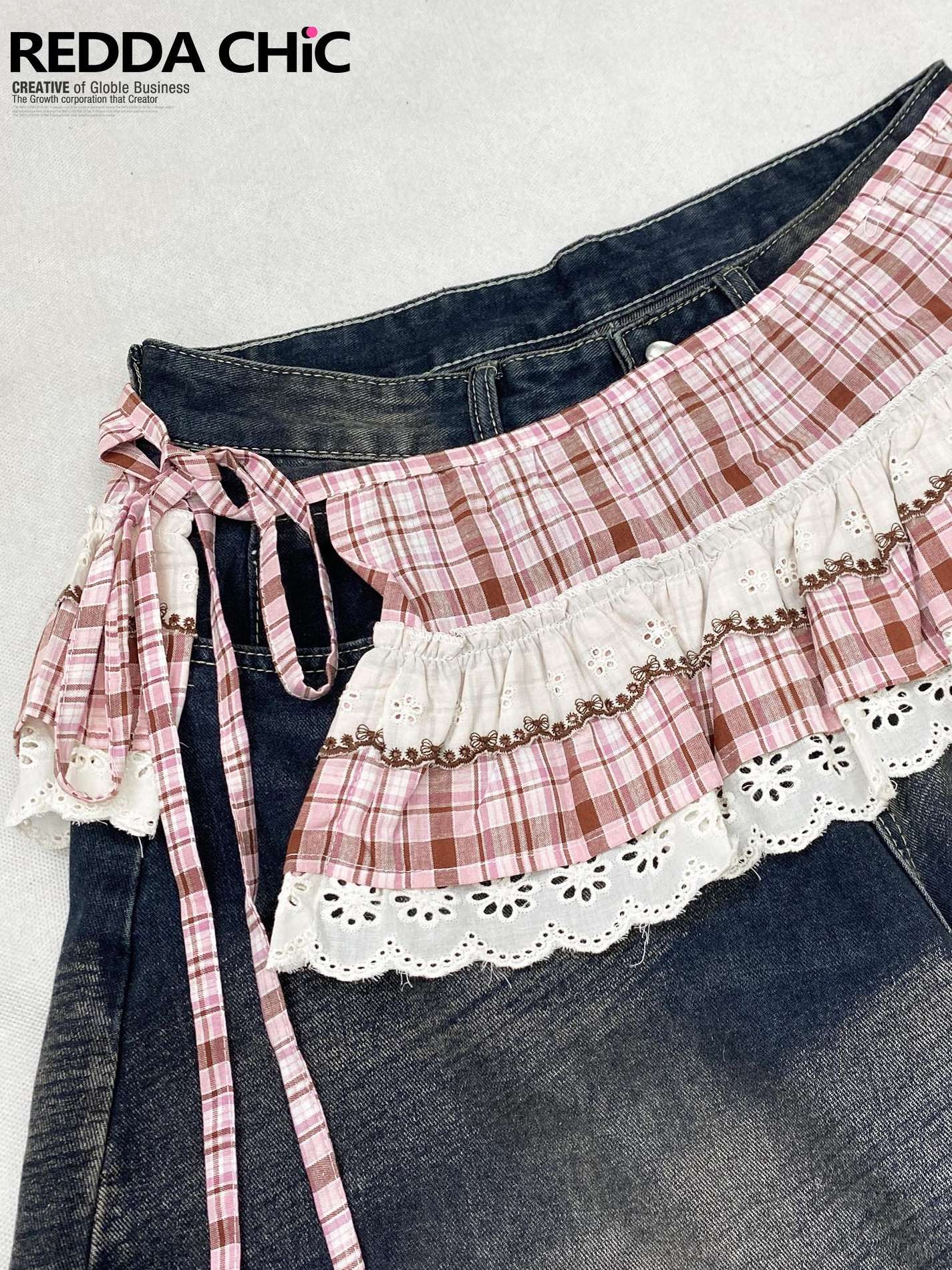 ReddaChic Distressed Denim Loose Fit Pockets Natural Waist Women Casual Midi Skirts
