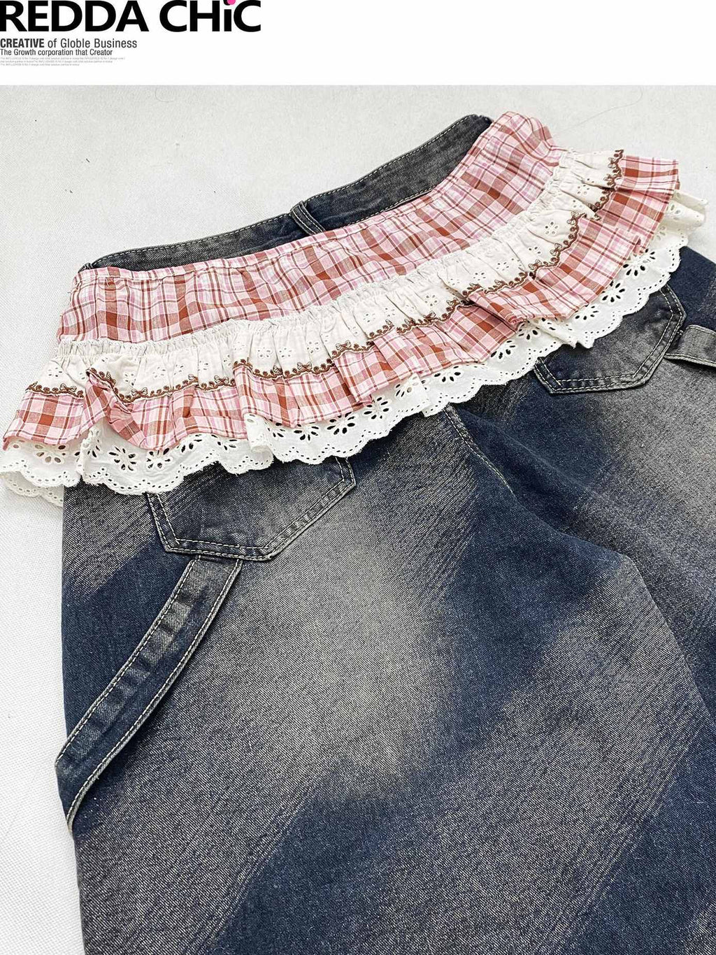 ReddaChic Distressed Denim Loose Fit Pockets Natural Waist Women Casual Midi Skirts