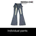 ReddaChic_Distressed_Slim_Fit_Natural_Waist_Cotton_Stretch_Women_Navy_Denim_Flare_Pants_MISSTT