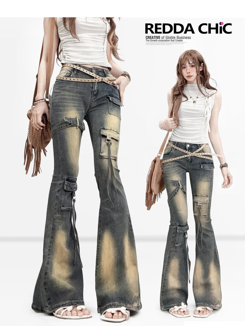 ReddaChic Distressed Slim Fit Pockets Button Front Women Cotton Stretch Denim Cardigans