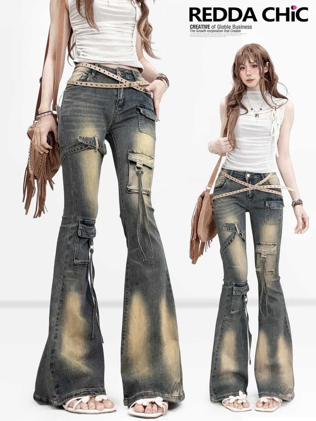 ReddaChic Distressed Slim Fit Pockets Button Front Women Cotton Stretch Denim Cardigans