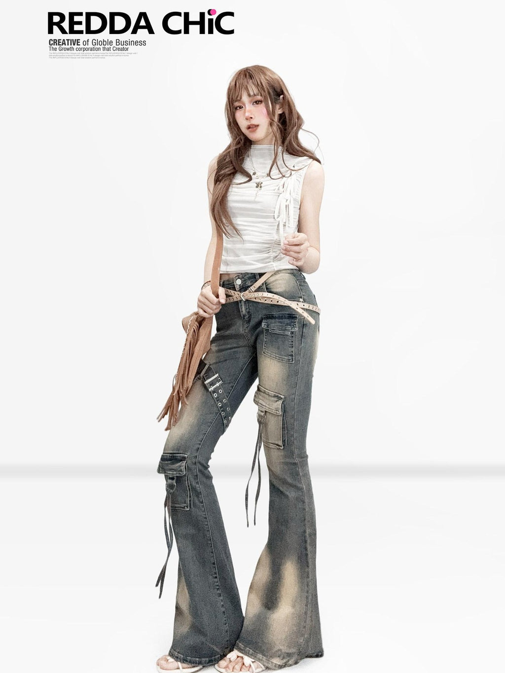 ReddaChic Distressed Slim Fit Pockets Button Front Women Cotton Stretch Denim Cardigans