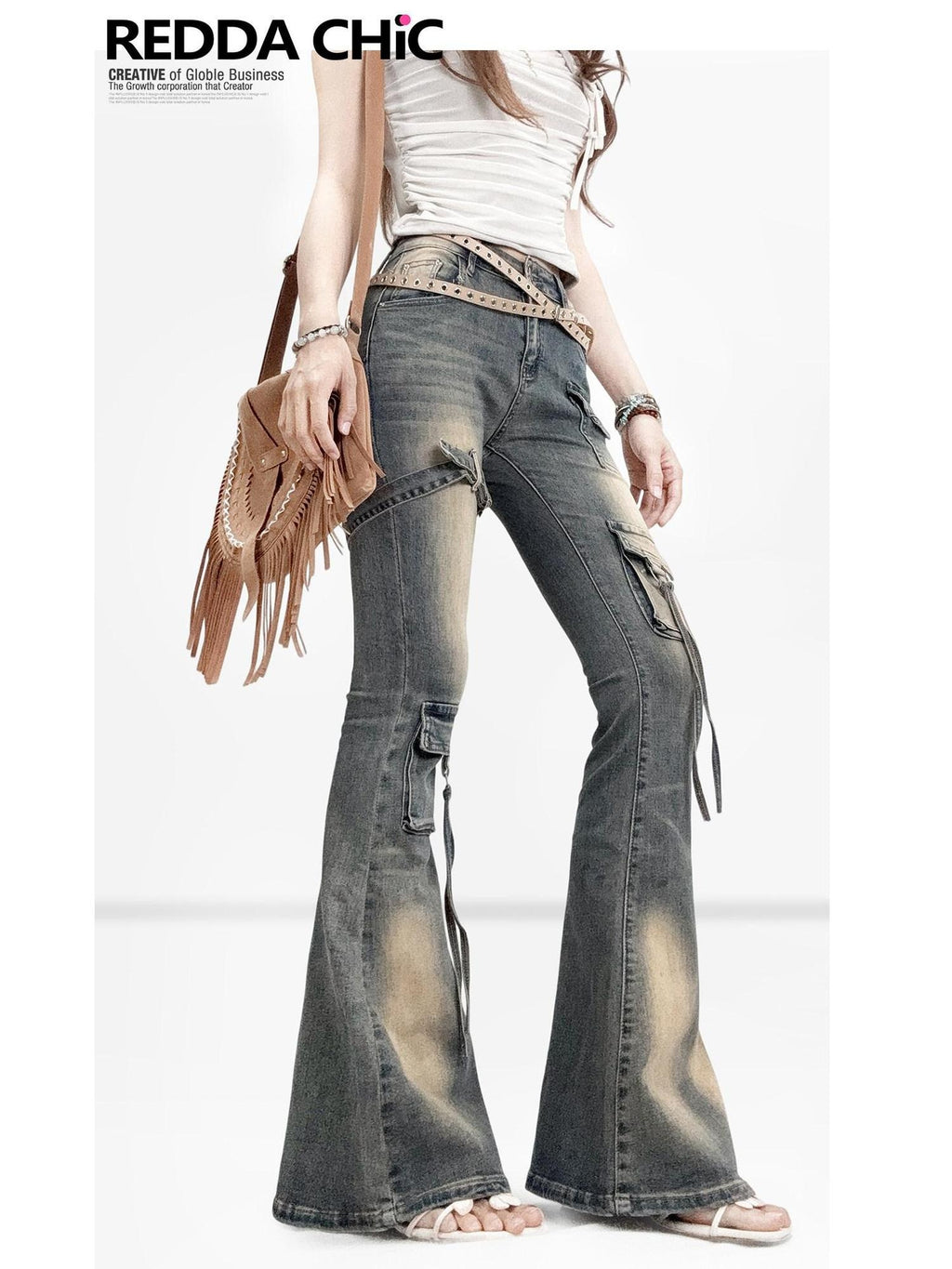 ReddaChic Distressed Slim Fit Pockets Button Front Women Cotton Stretch Denim Cardigans