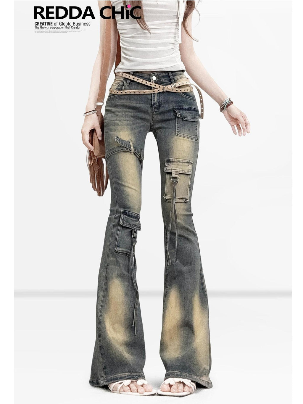 ReddaChic Distressed Slim Fit Pockets Button Front Women Cotton Stretch Denim Cardigans