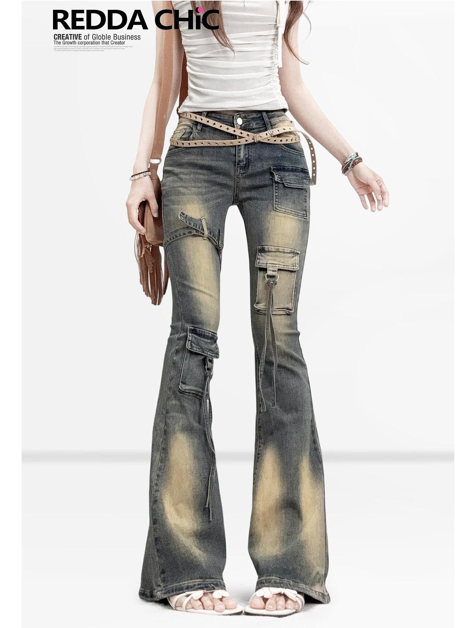 ReddaChic Distressed Slim Fit Pockets Button Front Women Cotton Stretch Denim Cardigans