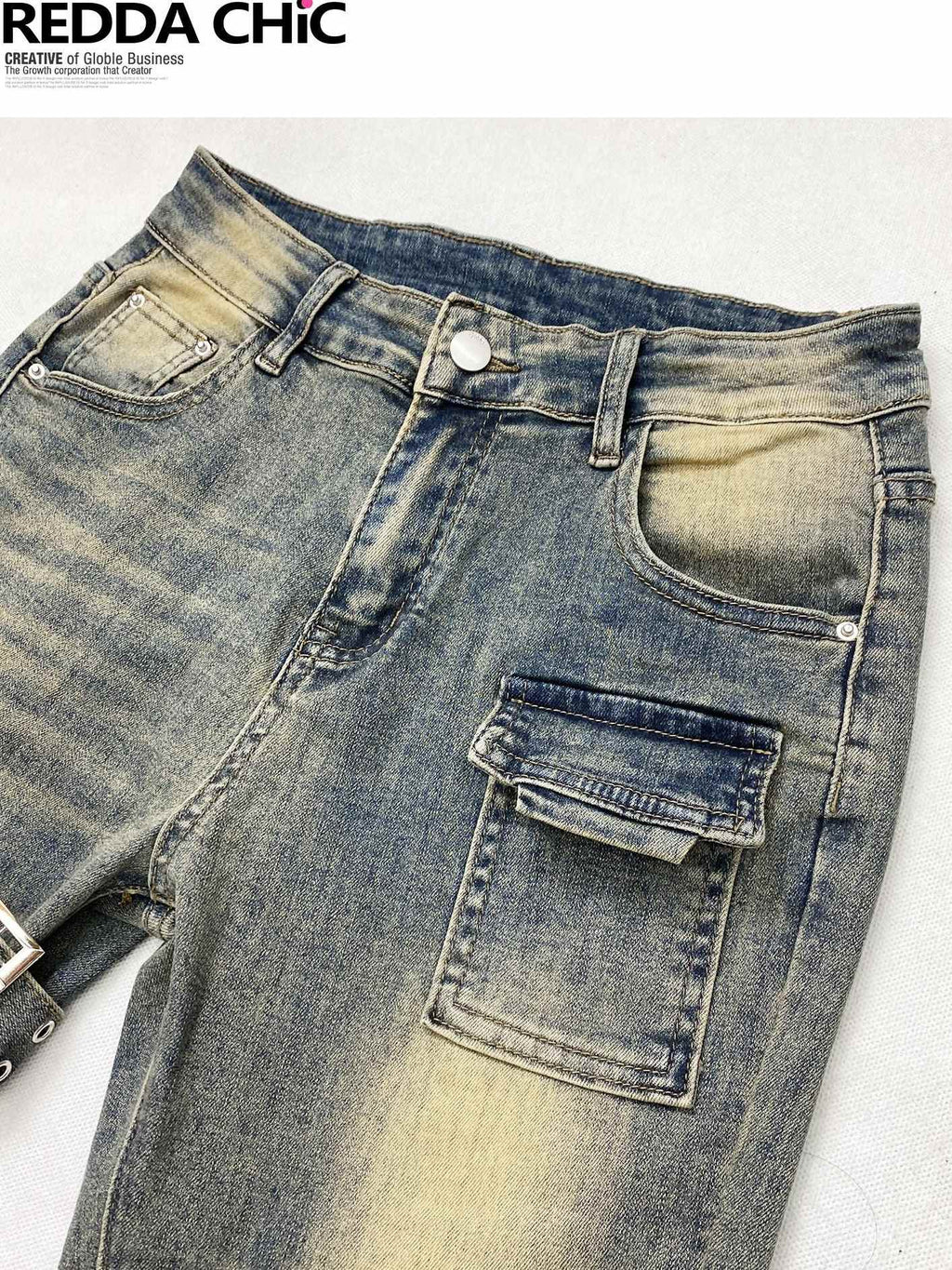 ReddaChic Distressed Slim Fit Pockets Button Front Women Cotton Stretch Denim Cardigans