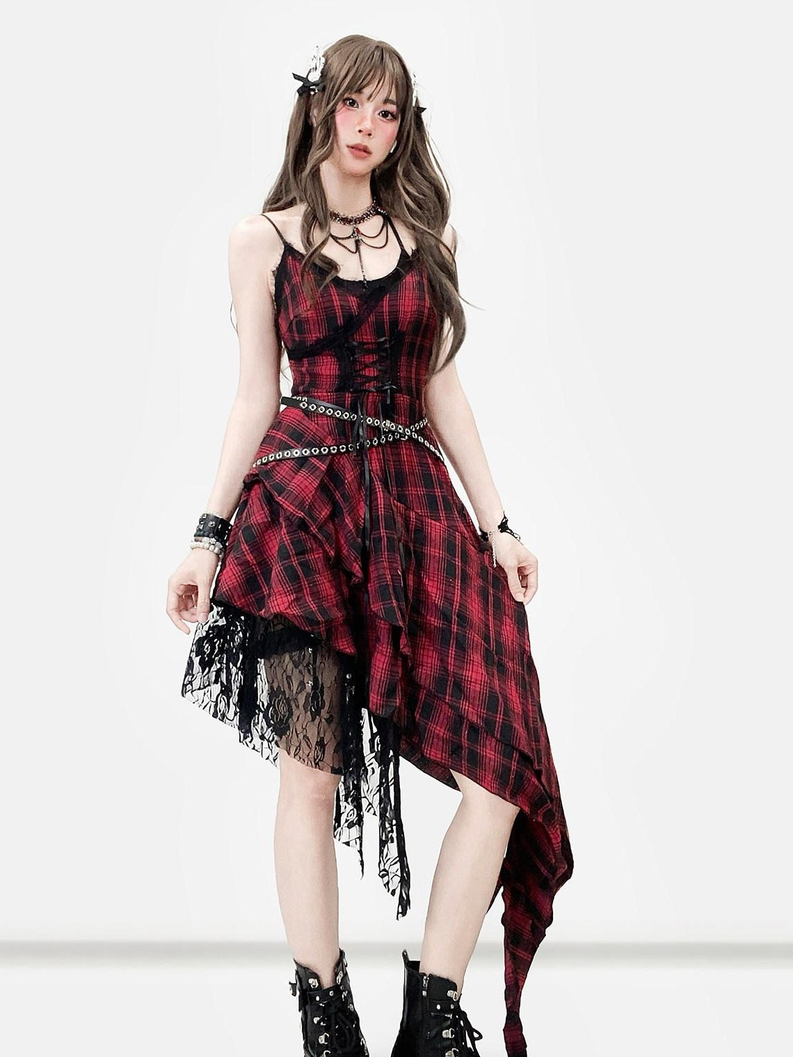 ReddaChic Edgy Dark Goth X Silhouette Women City Walk Casual Short Sleeve T-Shirts