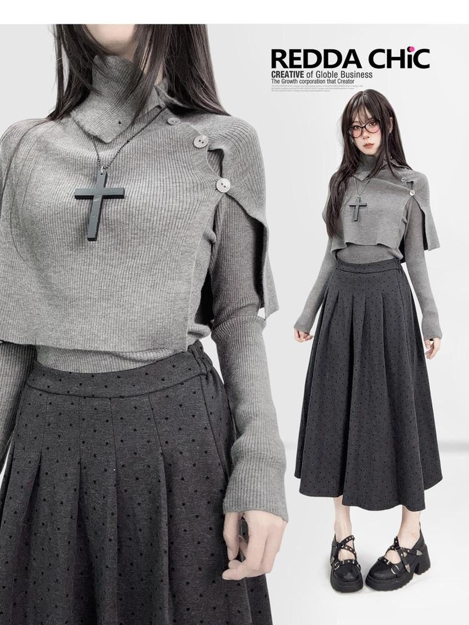 ReddaChic Edgy Gothic Asymmetric Waist Belt For Girls Two Piece Outfit Belts