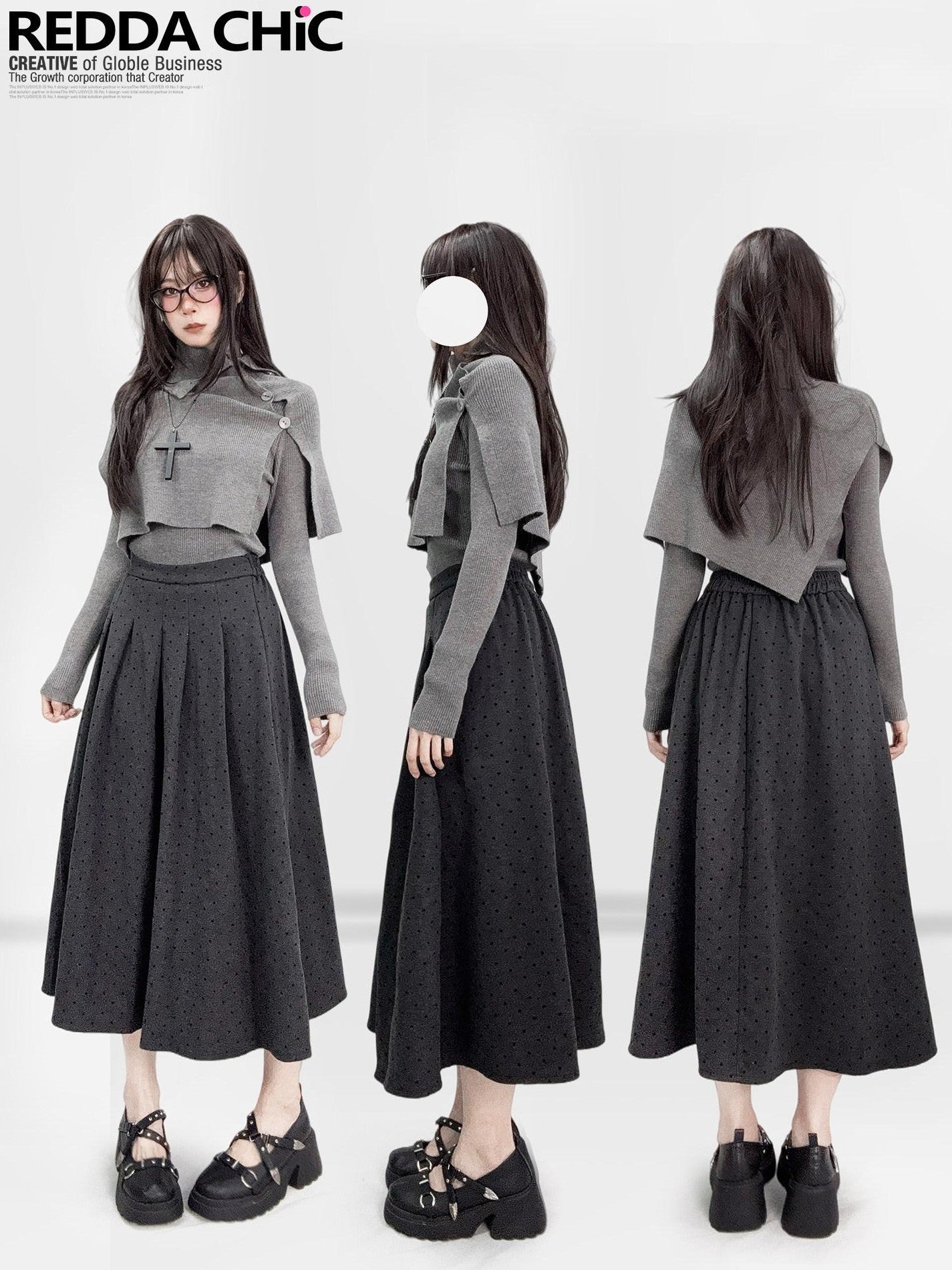 ReddaChic Edgy Gothic Asymmetric Waist Belt For Girls Two Piece Outfit Belts