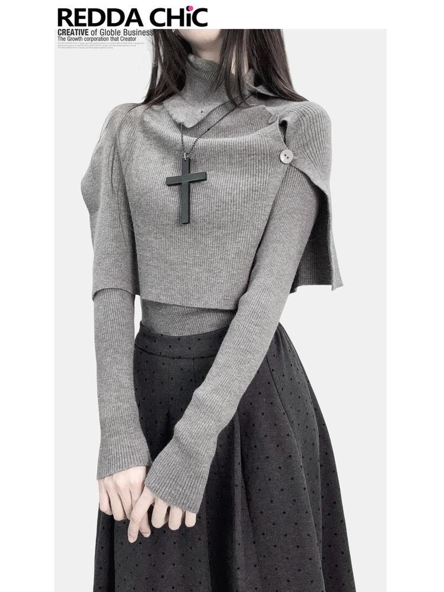 ReddaChic Edgy Gothic Asymmetric Waist Belt For Girls Two Piece Outfit Belts
