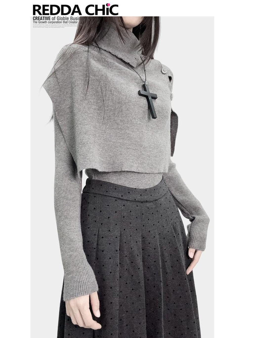 ReddaChic Edgy Gothic Asymmetric Waist Belt For Girls Two Piece Outfit Belts