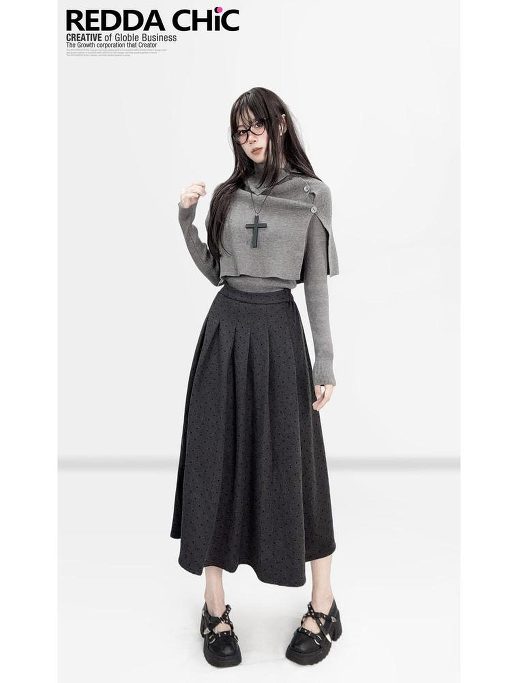 ReddaChic Edgy Gothic Asymmetric Waist Belt For Girls Two Piece Outfit Belts