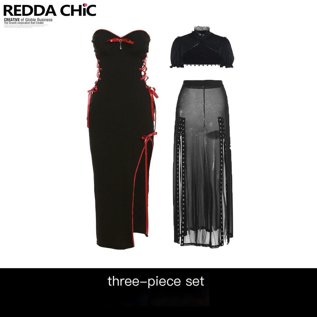 ReddaChic_Edgy_Gothic_Colorblock_Slim_Fit_Casual_Women_3Pc_Set_Short_Sleeve_T-Shirts_MISSTT
