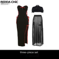 ReddaChic_Edgy_Gothic_Colorblock_Slim_Fit_Casual_Women_3Pc_Set_Short_Sleeve_T-Shirts_MISSTT