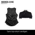 ReddaChic_Edgy_Gothic_Slim_Fit_Tailored_Women_Size_S_M_L_Mixed_Fabric_Denim_Shorts_MISSTT