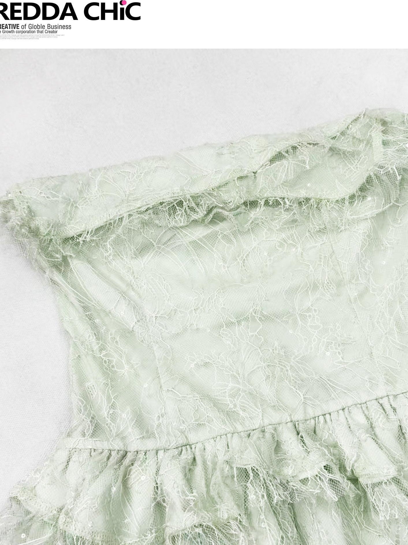 ReddaChic Elegant Sequin Lace Sleeveless Slim Puff Skirt Party Mint Green Top & Skirt Sets