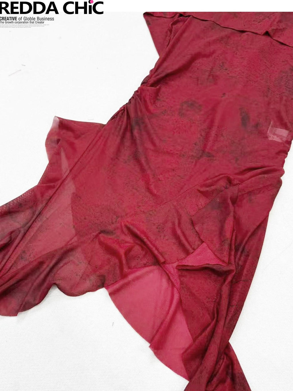 ReddaChic Figure Flattering Burgundy Mesh Vintage Slim Fit Womens Party Mini Skirts