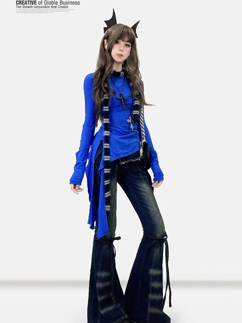 ReddaChic Figure Flattering Casual Slim Fit Klein Blue Women High Rise Stretch Flare Jeans