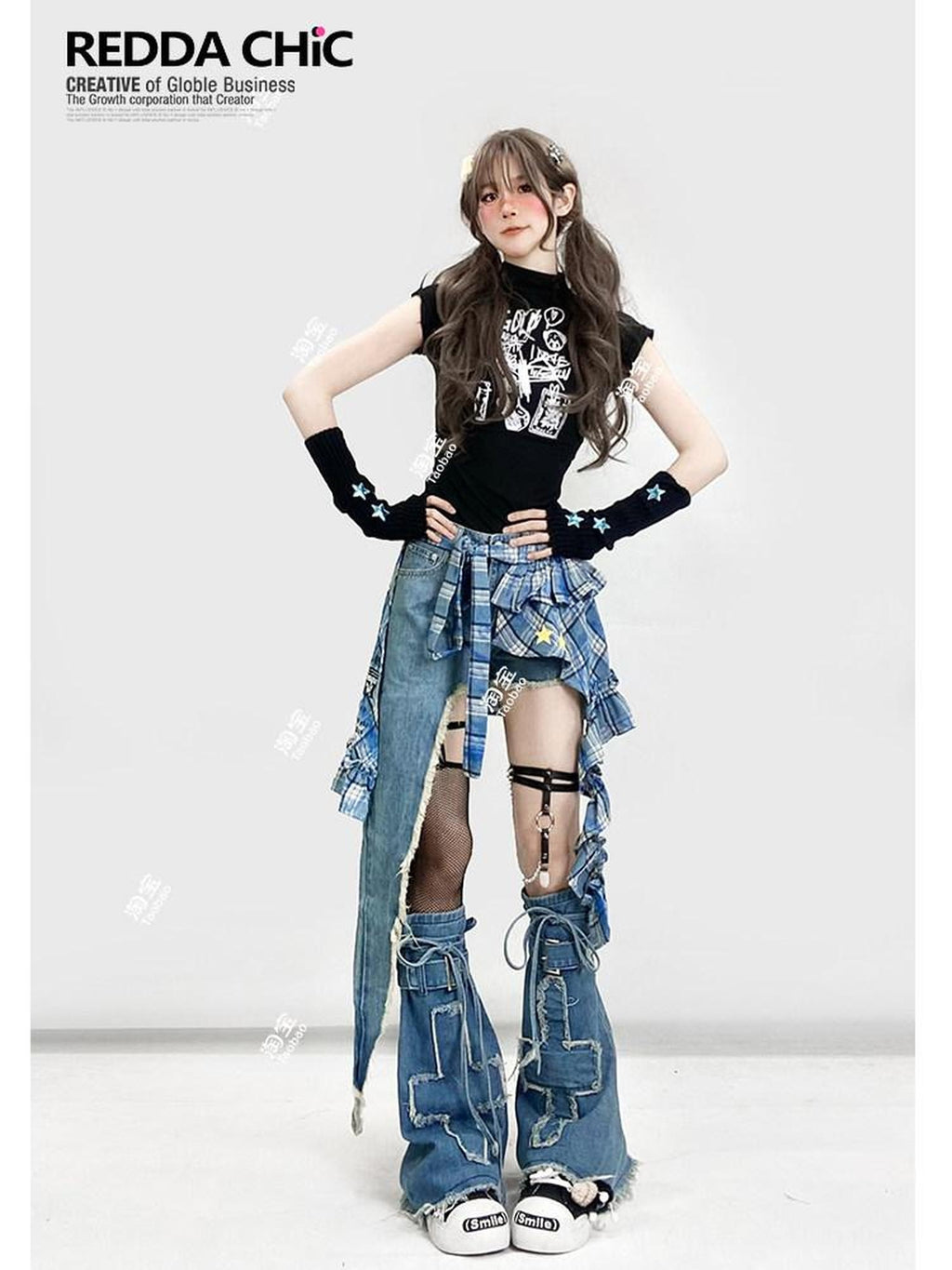 ReddaChic Flattering High Waist Printed Slim Fit Casual Women Cartoon Letter Mini Skirts